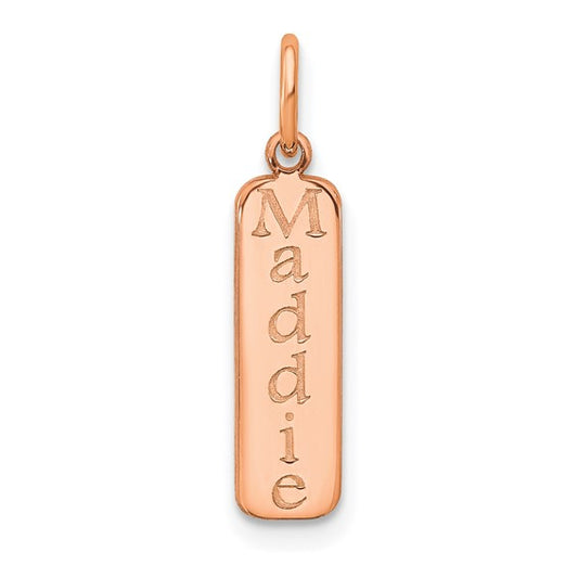 14kt Rose Gold Block Font Name Bar Charm