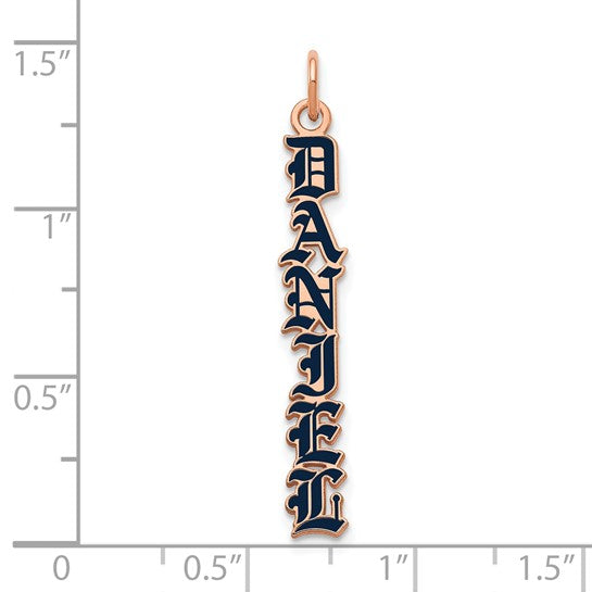 14kt Rose Gold English Towne Font  Epoxy Name Plate Charm