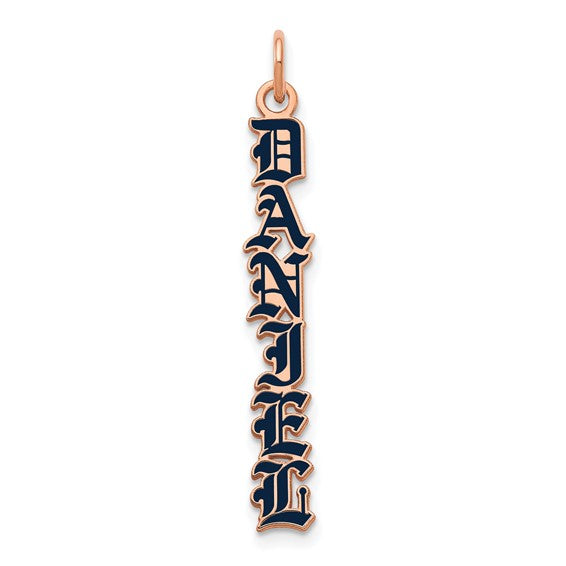 14kt Rose Gold English Towne Font  Epoxy Name Plate Charm