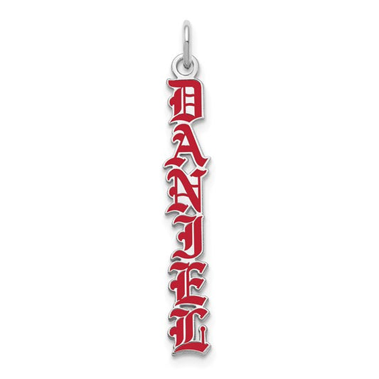 14kt White Gold English Towne Font Epoxy Name Plate Charm