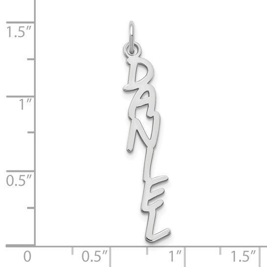 14kt White Gold MV Boli Font Name Plate Charm