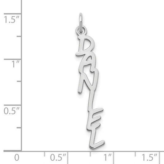 14kt White Gold MV Boli Font Name Plate Charm