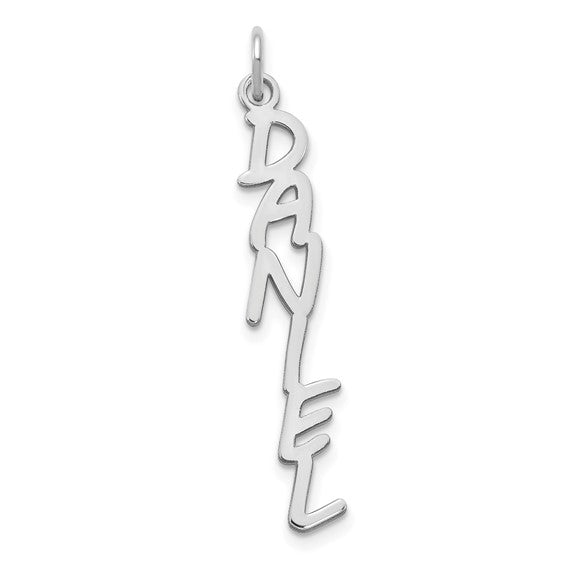 14kt White Gold MV Boli Font Name Plate Charm