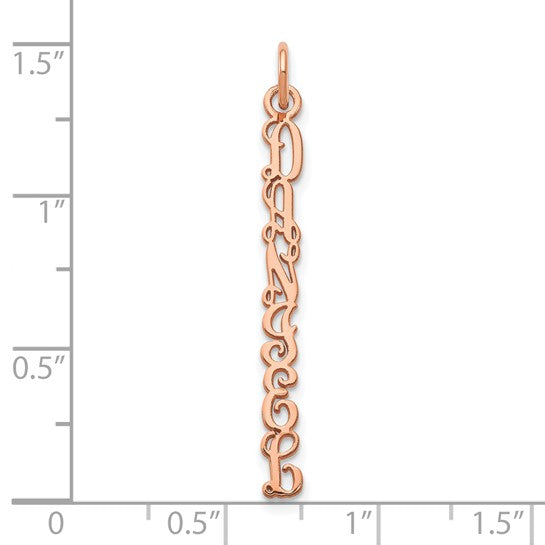 14kt Rose Gold QG Vine Font  Name Plate Charm