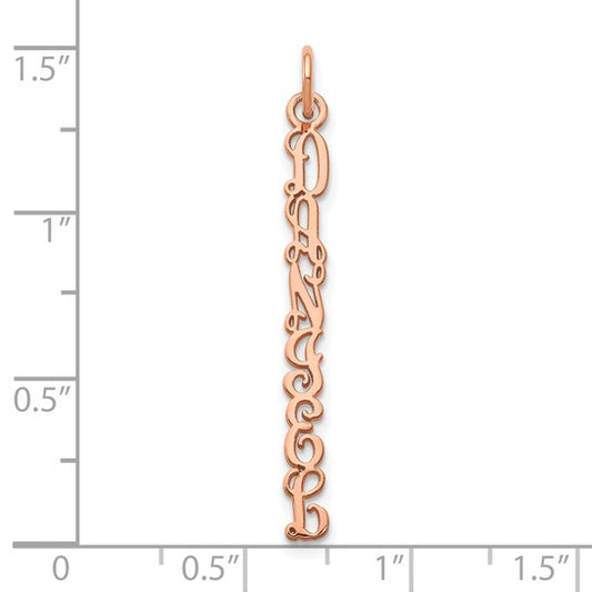 14kt Rose Gold QG Vine Font  Name Plate Charm