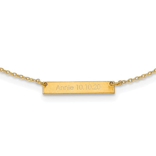 14kt Yellow gold Brushed 1 Station Necklace