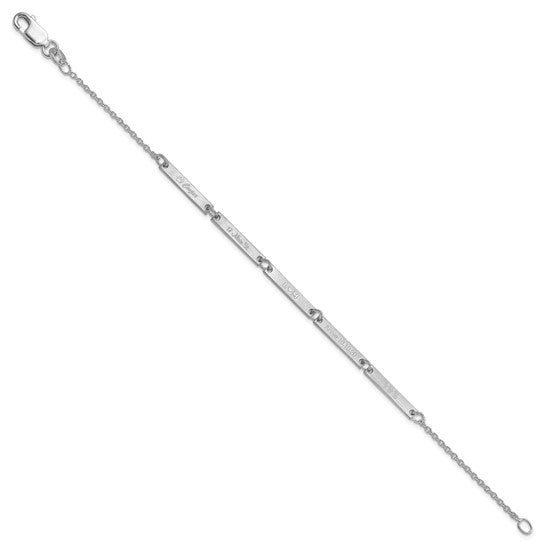 14kt White Gold Brushed 4 Station Bracelet