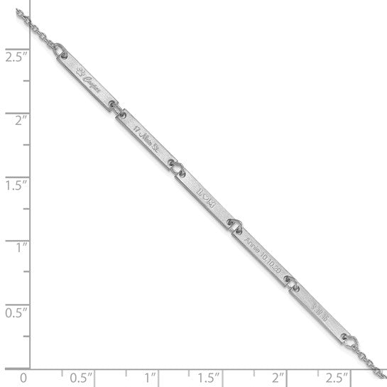 14kt White Gold Brushed 4 Station Bracelet