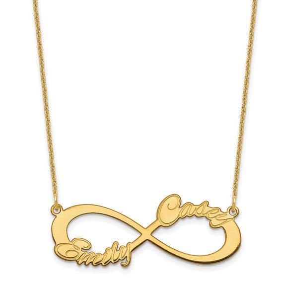 14kt Yellow Gold 2 Name Infinity Necklace