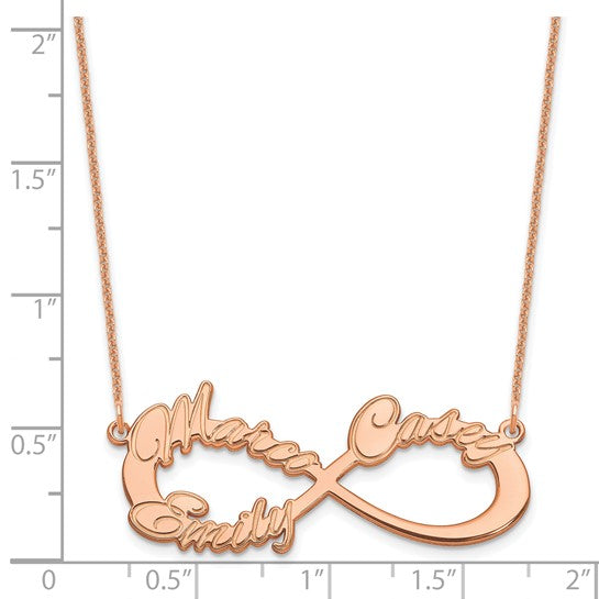 14kt Rose Gold 3 Name Infinity Necklace