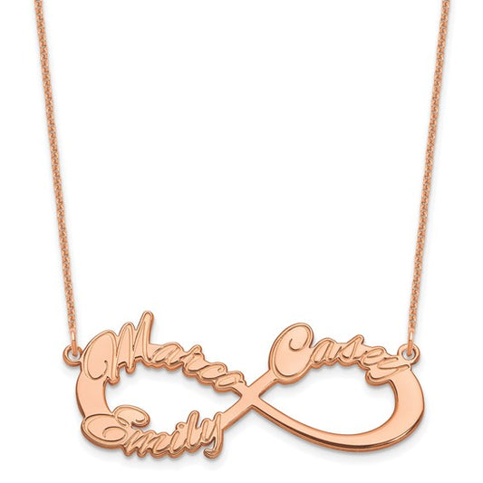 14kt Rose Gold 3 Name Infinity Necklace