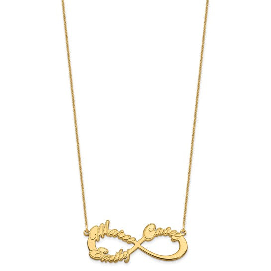 14kt Yellow Gold 3 Name Infinity Necklace