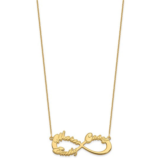 14kt Yellow Gold 3 Name Infinity Necklace