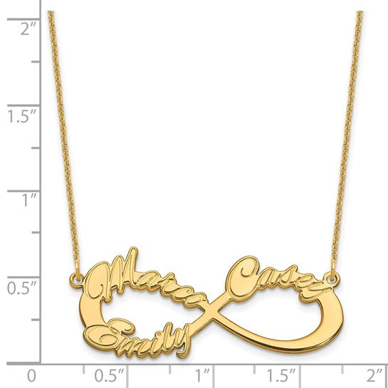 14kt Yellow Gold 3 Name Infinity Necklace