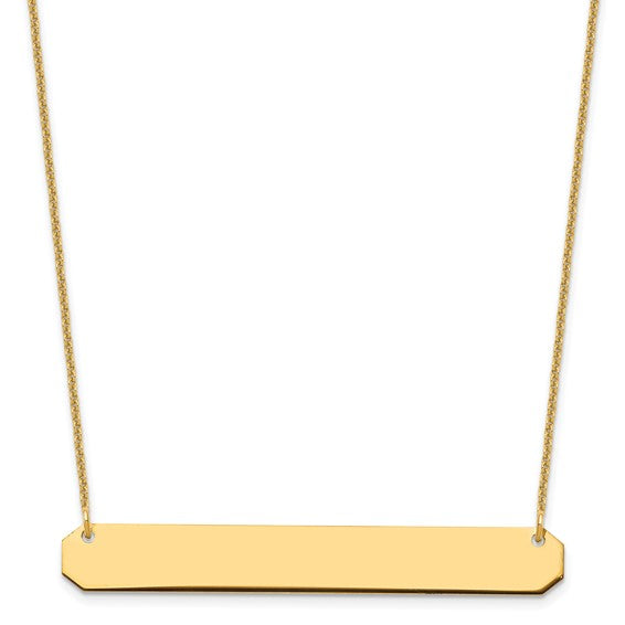 14kt Yellow Gold Large Blank Bar Necklace