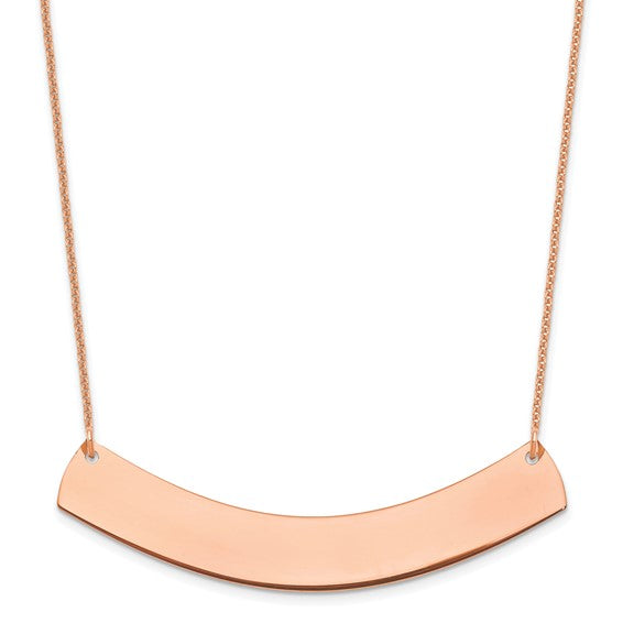 14kt Rose Gold Large Curved Blank Bar Necklace