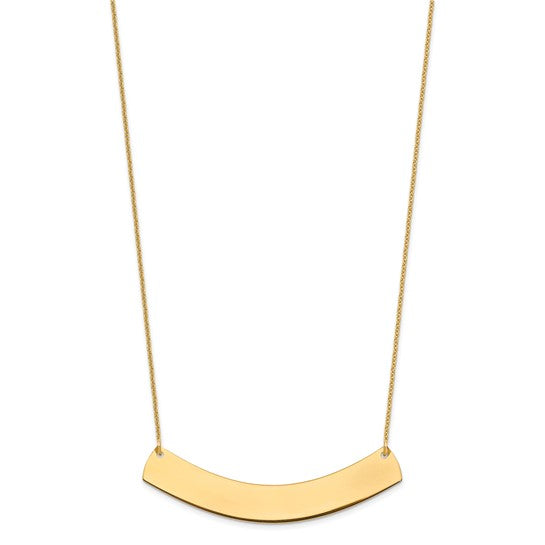 14kt Yellow Gold Large Curved Blank Bar Necklace