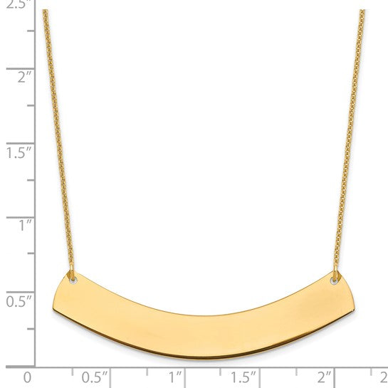 14kt Yellow Gold Large Curved Blank Bar Necklace