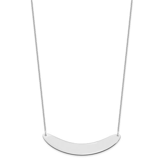 14kt White Gold Large Curved Blank Bar Necklace