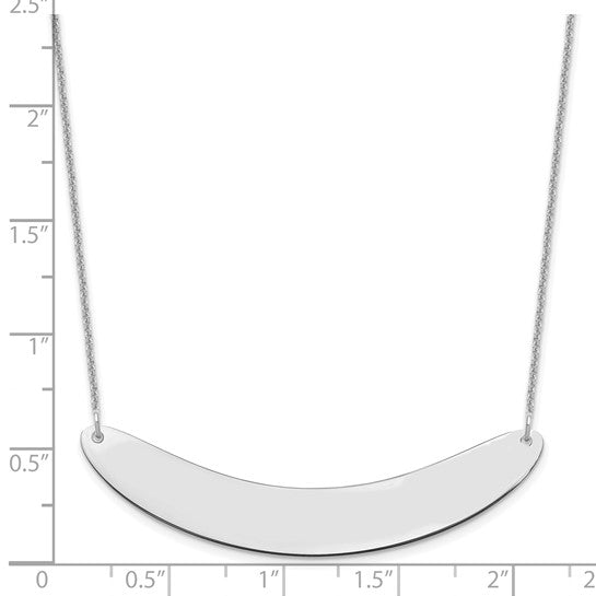 14kt White Gold Large Curved Blank Bar Necklace