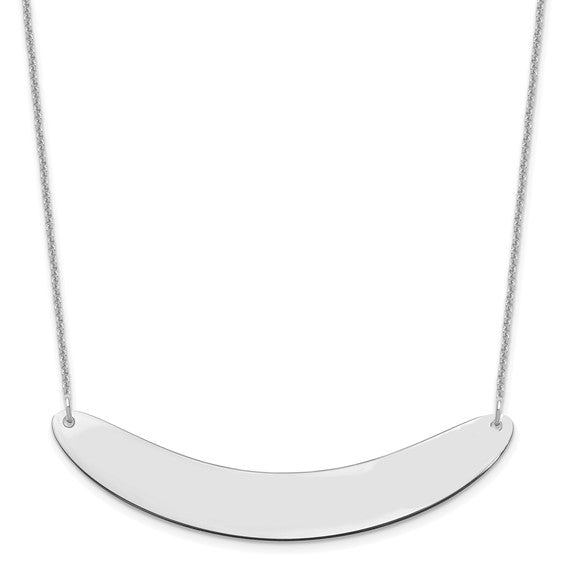 14kt White Gold Large Curved Blank Bar Necklace