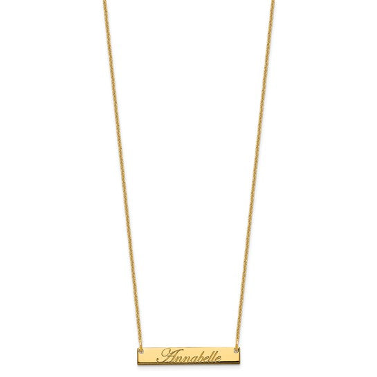 14kt Yellow Gold Small EDWARDIAN SCRIPT Bar Necklace