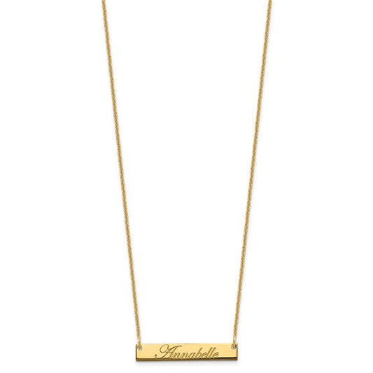14kt Yellow Gold Small EDWARDIAN SCRIPT Bar Necklace