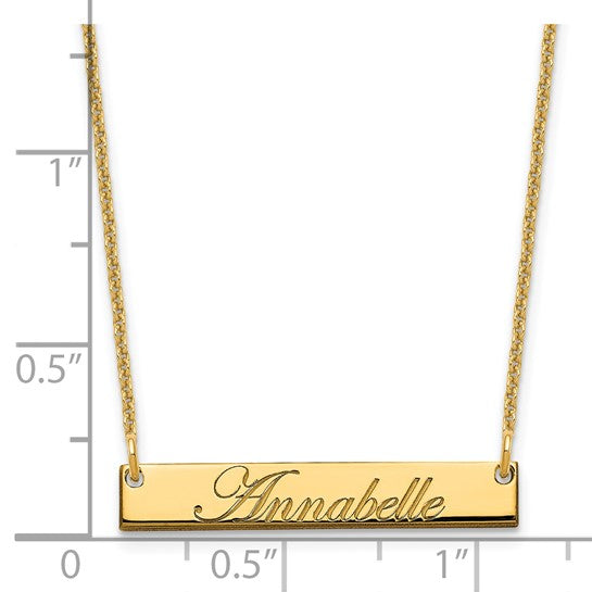 14kt Yellow Gold Small EDWARDIAN SCRIPT Bar Necklace