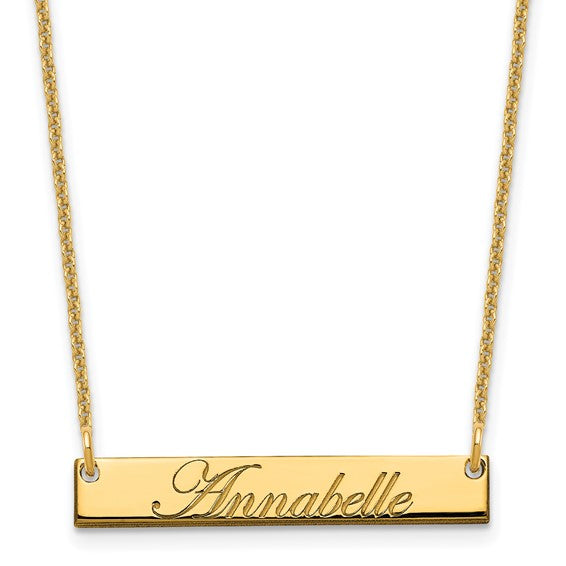 14kt Yellow Gold Small EDWARDIAN SCRIPT Bar Necklace