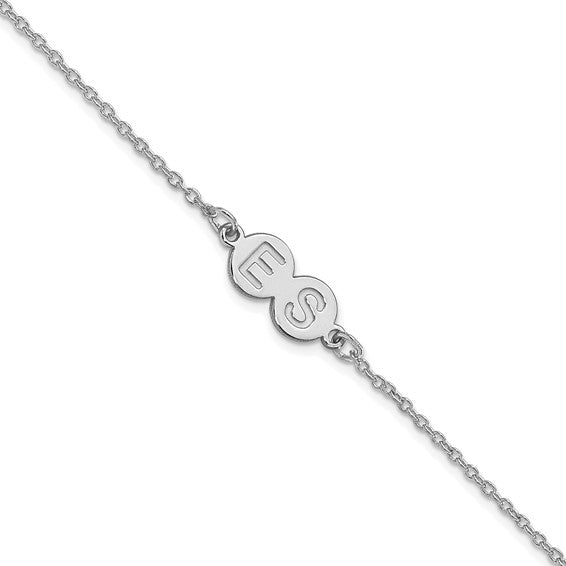 14kt White Gold 2 Letter Bubble Bracelet