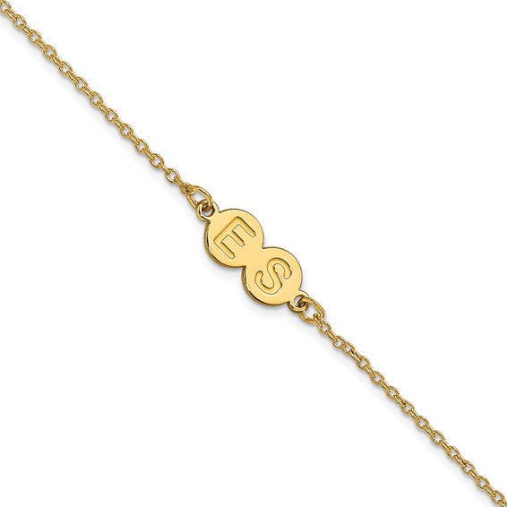 14kt Yellow Gold 2 Letter Bubble Bracelet