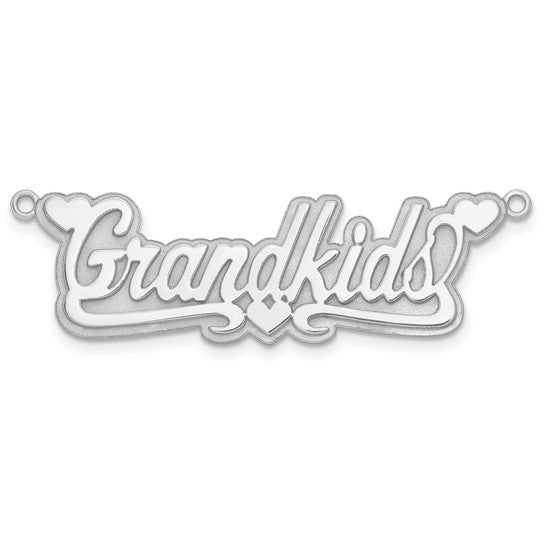 10kt White Gold 3D Polished Hearts Name Plate