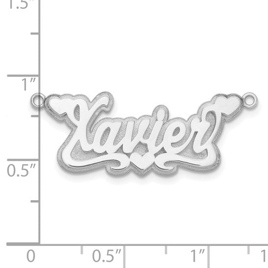 10kt White Gold 3D Polished Hearts Name Plate