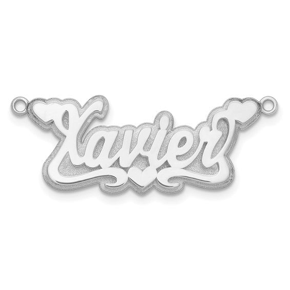 10kt White Gold 3D Polished Hearts Name Plate