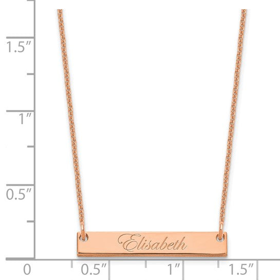 14kt Rose Gold Small EDWARDIAN SCRIPT Bar Necklace