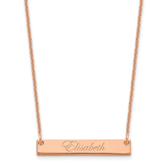 14kt Rose Gold Small EDWARDIAN SCRIPT Bar Necklace