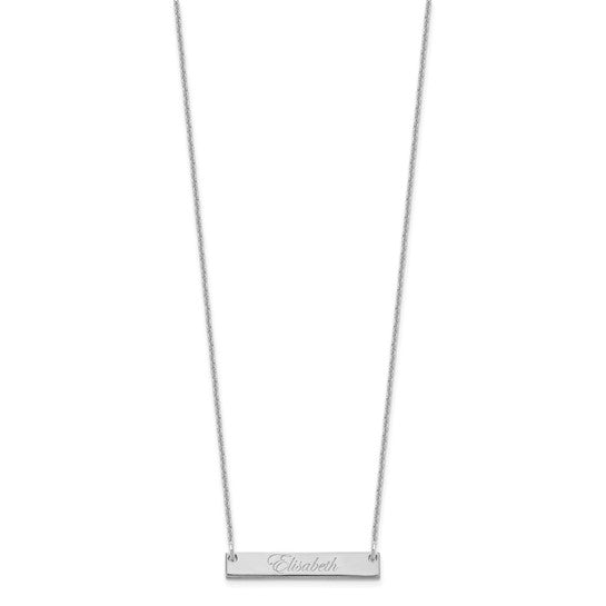 14kt White Gold Small EDWARDIAN SCRIPT Bar Necklace