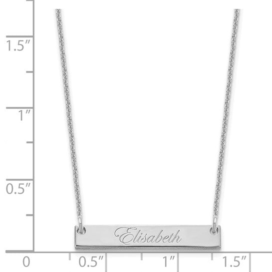 14kt White Gold Small EDWARDIAN SCRIPT Bar Necklace
