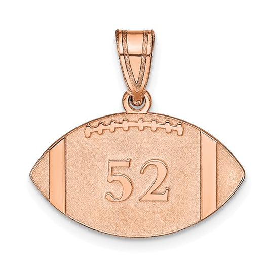 14kt Rose Gold Personalized Football Pendant