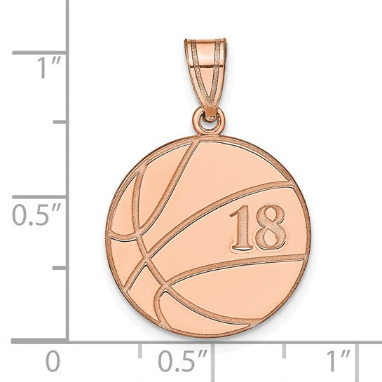 14kt Rose Gold Personalized Basketball Pendant