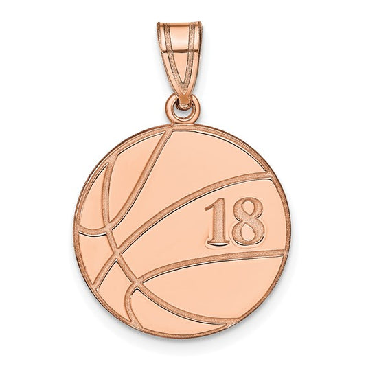 14kt Rose Gold Personalized Basketball Pendant