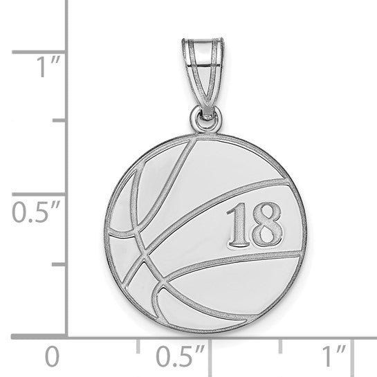 14kt White Gold Personalized Basketball Pendant