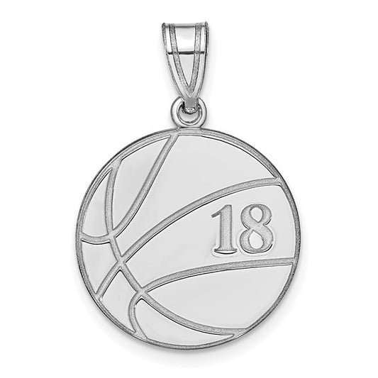 14kt White Gold Personalized Basketball Pendant