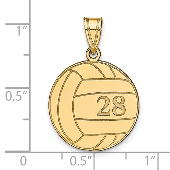 14kt Yellow Gold Personalized Volleyball Pendant