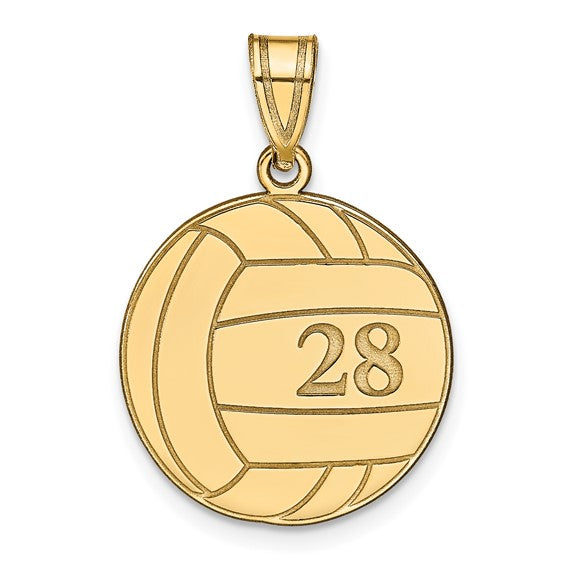 14kt Yellow Gold Personalized Volleyball Pendant