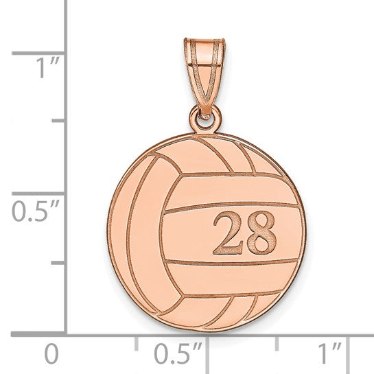 14kt Rose Gold Personalized Volleyball Pendant