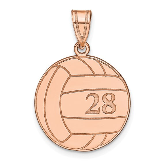 14kt Rose Gold Personalized Volleyball Pendant
