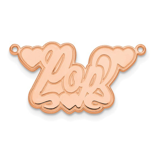 14kt Rose Gold Etched Hearts Name Plate