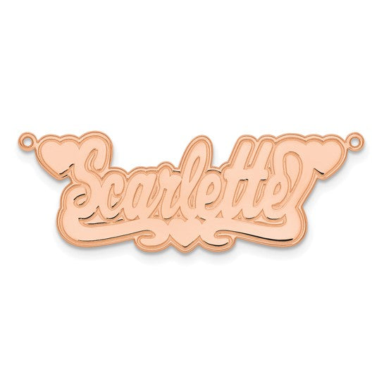 14kt Rose Gold Etched Hearts Name Plate