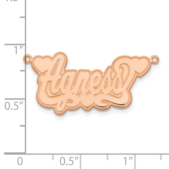 14kt Rose Gold Etched Hearts Name Plate